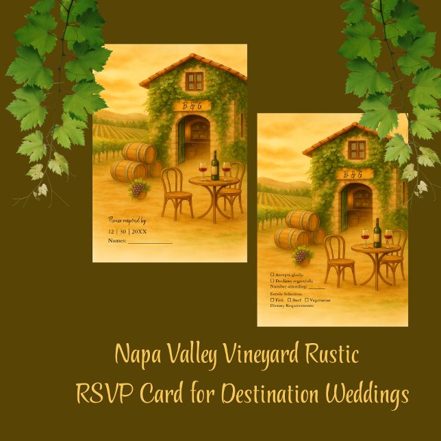 Cartons Réponse Vignoble romantique Napa Valley Vignoble Rustique  (Créateur téléchargé)