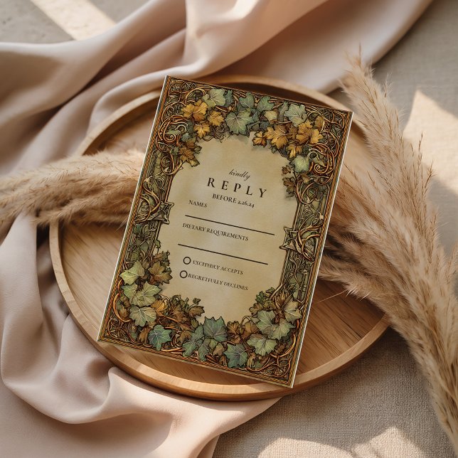 Cartons Réponse Vintage Autumn Botanical Wedding (Créateur téléchargé)