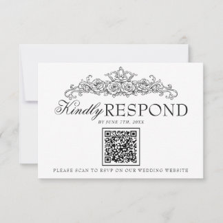 Cartons Réponse Vintage Black And White Old Money QR Code Wedding