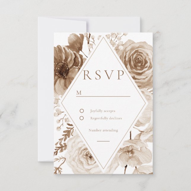 Cartons Réponse Vintage Boho Floral Frame Mariage (Devant)
