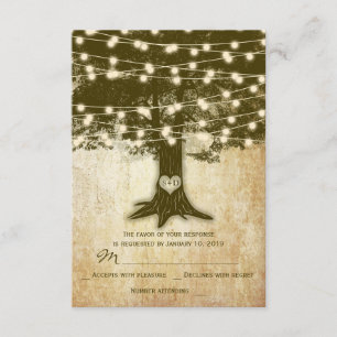 Cartons Réponse Vintage Chêne Arbre Rustique Éclairages de mariage