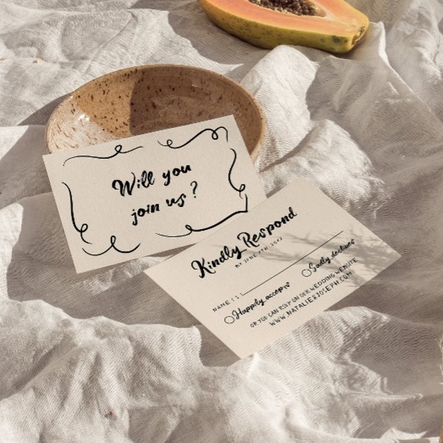 Cartons Réponse Vintage Écrit main unique Mariage moderne (Créateur téléchargé)