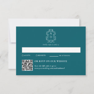 Cartons Réponse Vintage Elegant Tale Bleu Traditionnel & QR Code