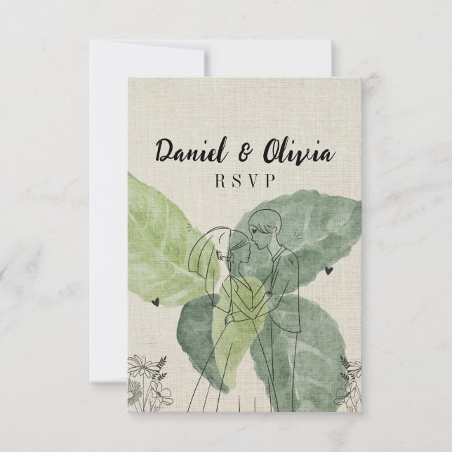 Cartons Réponse Vintage Floral Rustic Mariage (Devant)