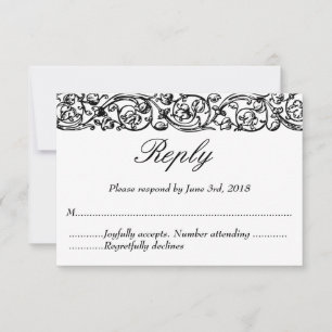 Cartons Réponse Vintage Formal Elegant noir et blanc Mariage
