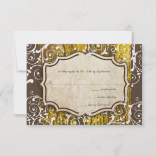 Cartons Réponse Vintage Gold Vieux Mariage en bois de grange