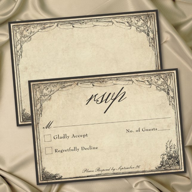 Cartons Réponse Vintage Gothic Medieval Parchment Wedding (Vintage Gothic Medieval Parchment Wedding RSVP Card)