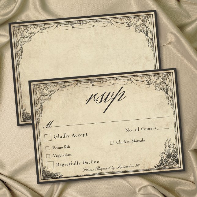 Cartons Réponse Vintage Gothic Medieval Parchment Wedding (Vintage Gothic Medieval Parchment Wedding RSVP Card)