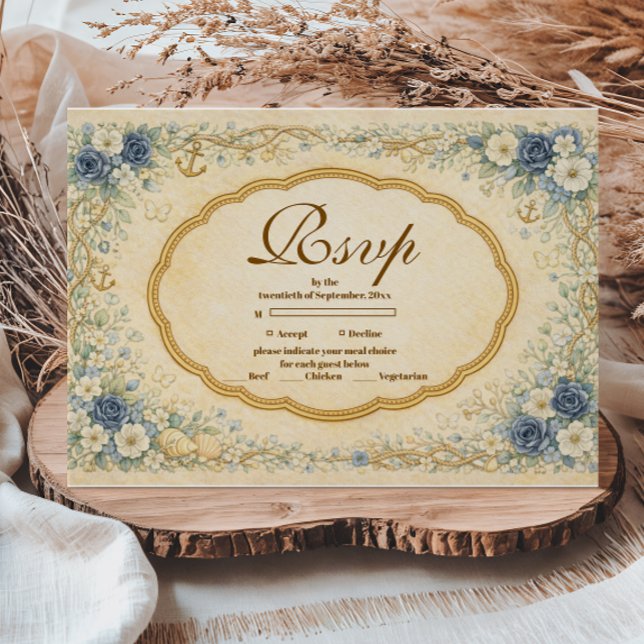 Cartons Réponse Vintage Navy Coastal Quinceañera (Créateur téléchargé)