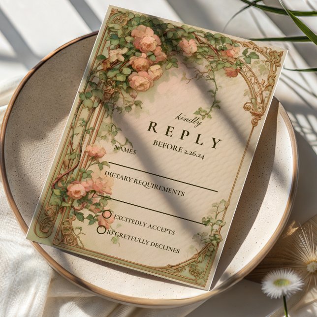 Cartons Réponse Vintage Rose Arch Wedding (Créateur téléchargé)