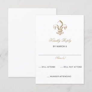 Cartons Réponse Vintage Royal Gold Fleur de Lis Mariage