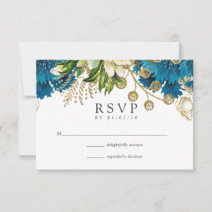 Cartons Réponse Vintage Turquoise et or Shabby Mariage floral