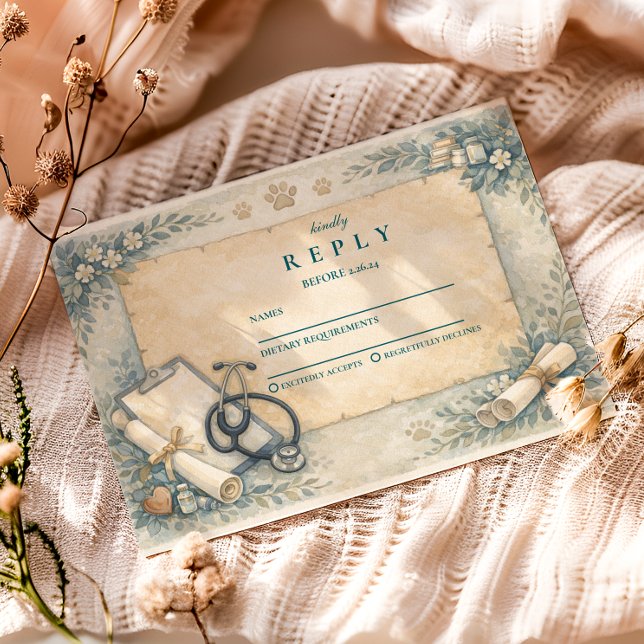 Cartons Réponse Vintage Veterinary Graduation Part (Créateur téléchargé)