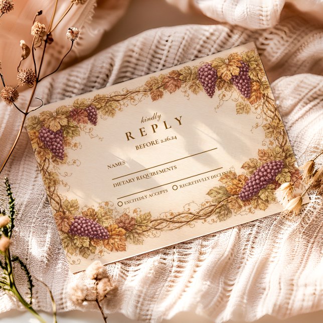 Cartons Réponse Vintage Vineyard Graduation Party (Créateur téléchargé)