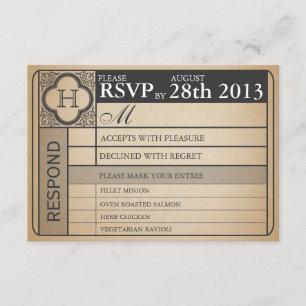 Cartons Réponse Vintage Wedding Ticket III Punchout