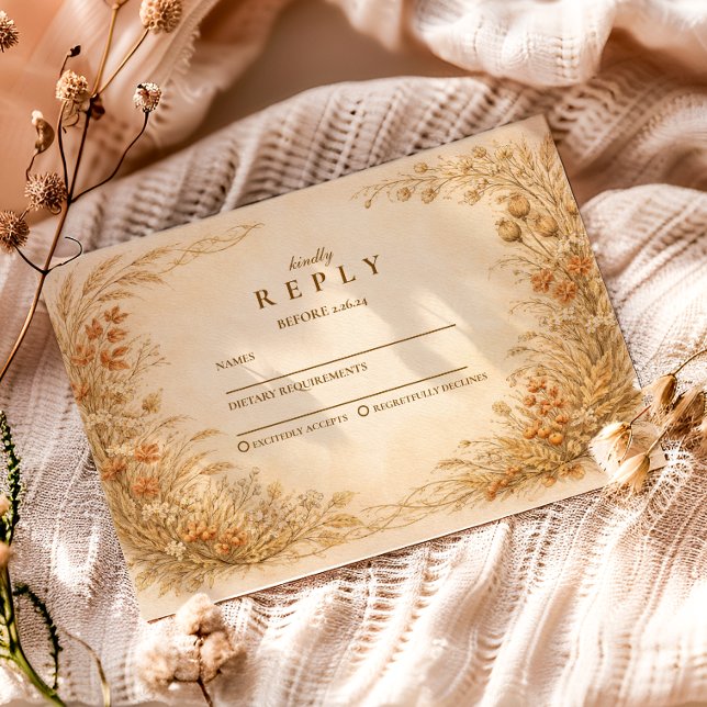 Cartons Réponse Vintage Wildflower Graduation Party (Créateur téléchargé)