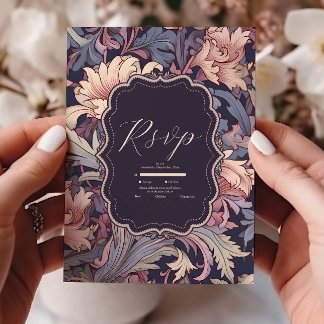 Cartons Réponse Vintage William Morris Mariage Lavender (Créateur téléchargé)