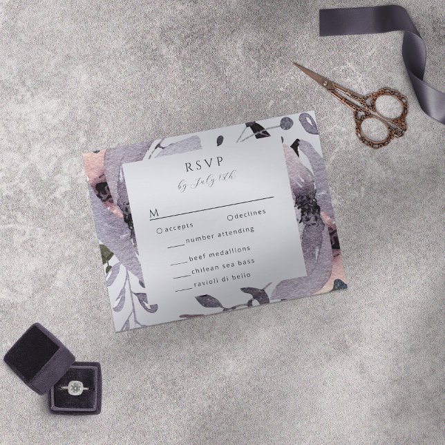 Cartons Réponse Violet Gras Abstrait Floral Mauve (Créateur téléchargé)