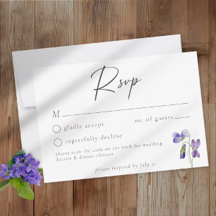 Cartons Réponse Violettes aquarelle mariage minimaliste élégant QR