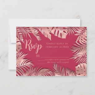 Cartons Réponse Viva magenta rose doré feuilles tropicales romanti