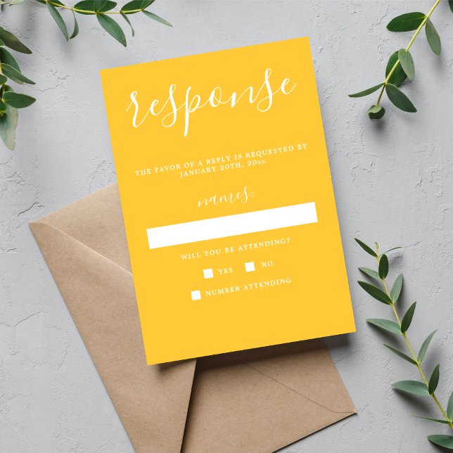 Cartons Réponse Vrai Simplicité 1 Marigold Jaune Mariage minimal (Créateur téléchargé)