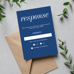 Cartons Réponse Vrai Simplicité 2 Vrai Bleu Minimaliste Mariage