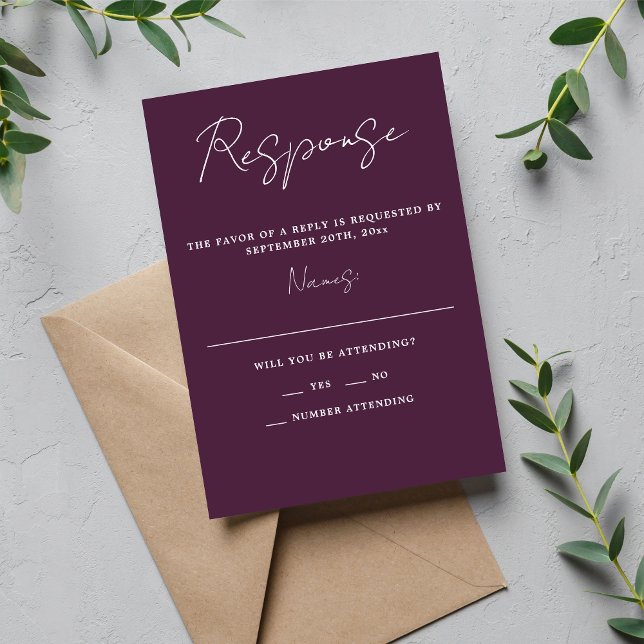 Cartons Réponse Vrai Simplicité 3 Script Minimal Plum Mariage (Créateur téléchargé)