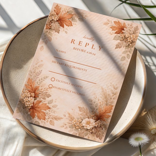 Cartons Réponse Warm Floral Fall Wedding (Créateur téléchargé)