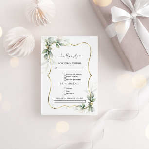 Cartons Réponse Watercolor Greenery Gold Song Demande de Mariage
