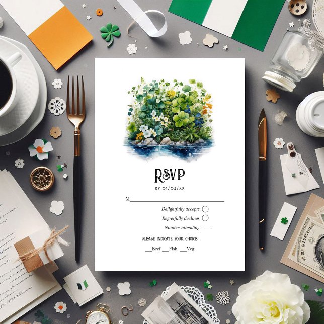 Cartons Réponse Watercolor Irlande Destination Wedding (Watercolor Ireland Destination Wedding RSVP Card)