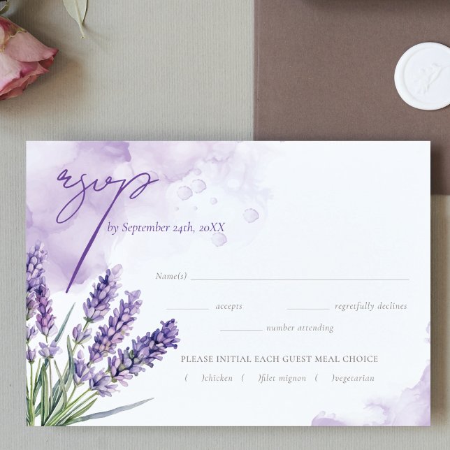Cartons Réponse Watercolor Lavender Garden Wedding (Créateur téléchargé)
