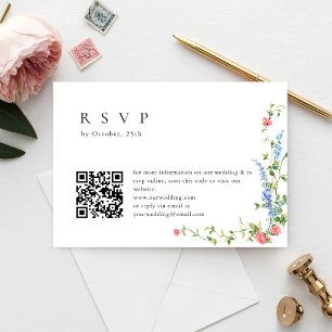 Cartons Réponse Watercolor Meadow Fleur sauvage Bohemian Wedding R