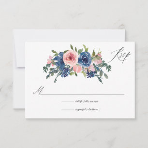 Cartons Réponse Watercolor Navy et Blush FlorMariage