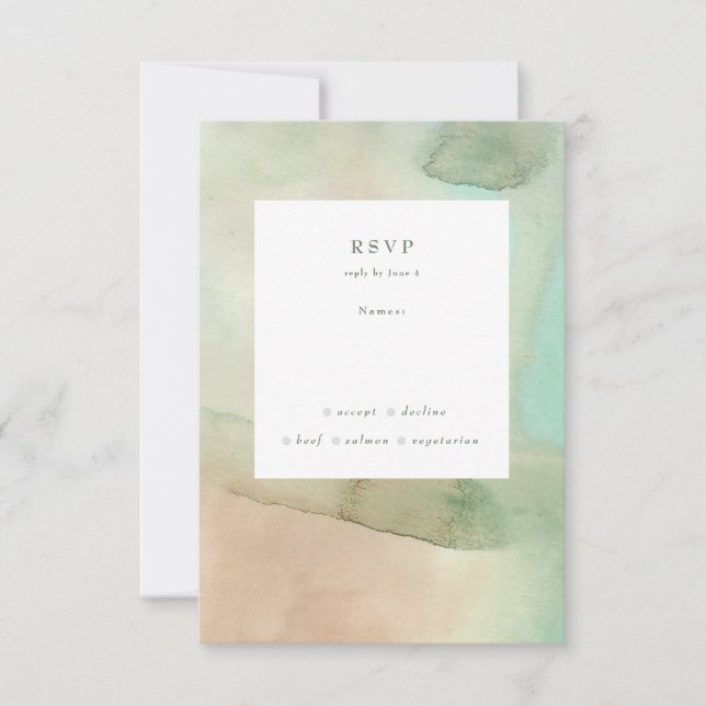 Cartons Réponse Watercolor Soft Pastel Beach Wedding (Devant)