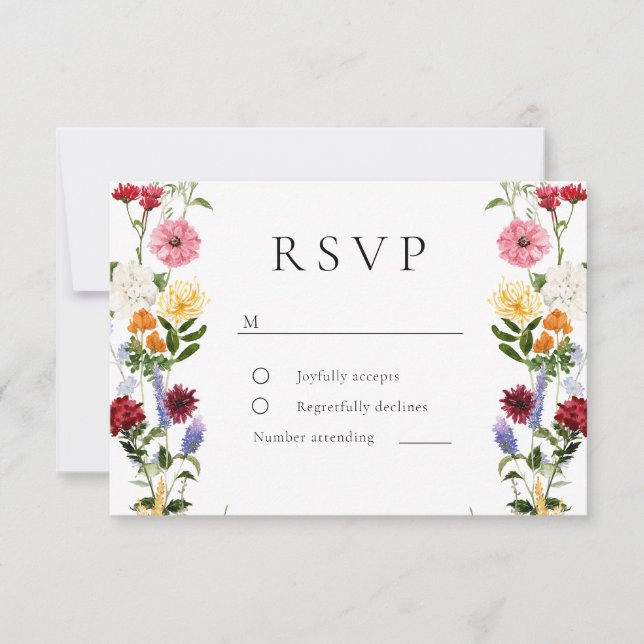 Cartons Réponse Watercolor Wildflowers Spring Summer Wedding (Devant)