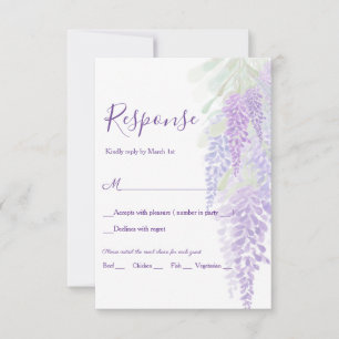 Cartons Réponse Watercolor Wisteria Blooms Mariage romantique