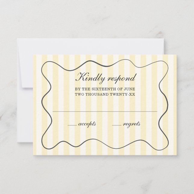 Cartons Réponse Wavy Frame Soft Yellow Striped Wedding  (Devant)