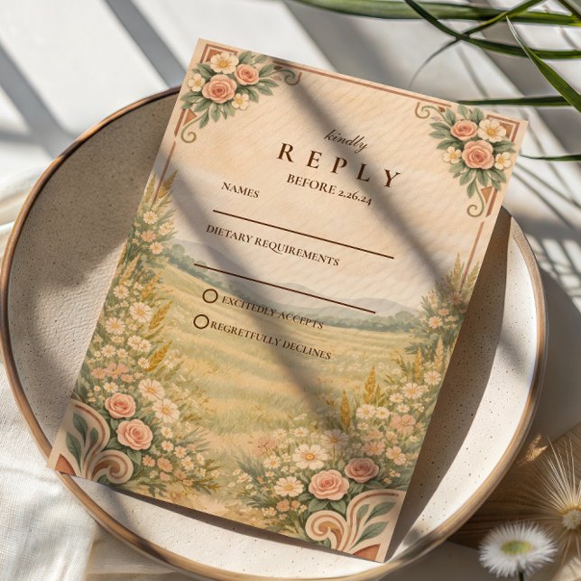 Cartons Réponse Western Desert Floral Arch Wedding (Créateur téléchargé)