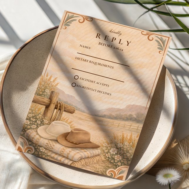 Cartons Réponse Western Desert Ranch Wedding (Créateur téléchargé)