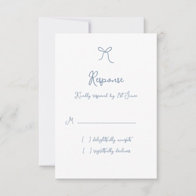 Cartons Réponse Whimsical Bow Dusty Blue Mariage (Devant)