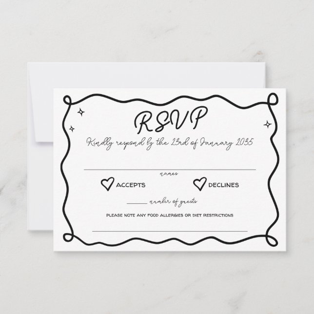 Cartons Réponse Whimsical Handdraw Hearts Mariage Correspondre (Devant)