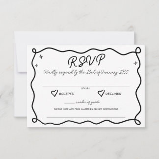 Cartons Réponse Whimsical Handdraw Hearts Mariage Correspondre