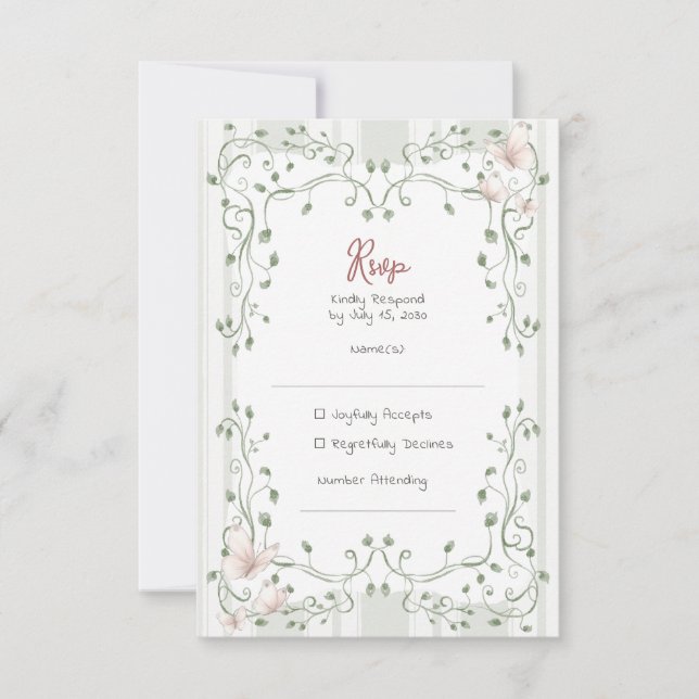 Cartons Réponse Whimsical Sage Greenery Wedding (Devant)
