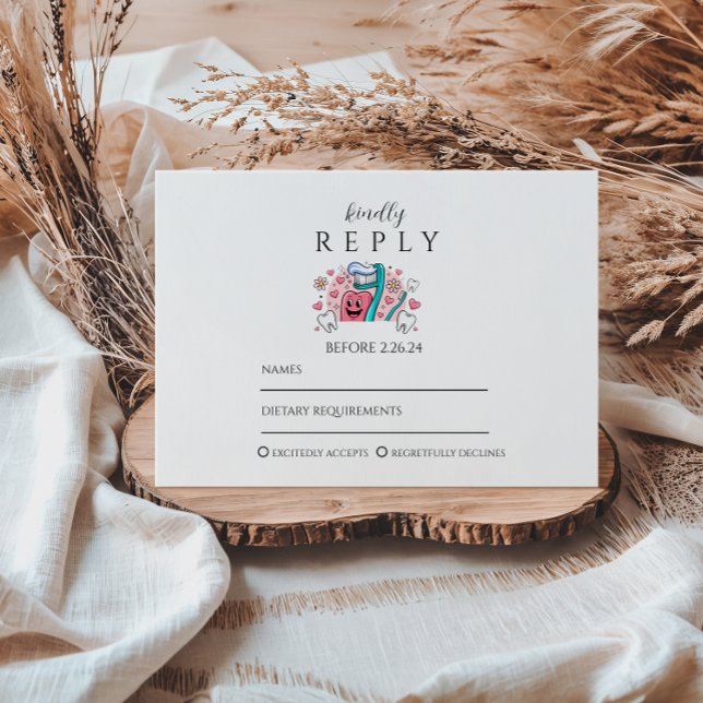 Cartons Réponse Whimsical Tooth & Hearts Dental Graduation Party (Créateur téléchargé)