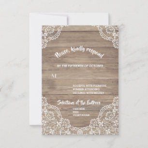 Cartons Réponse Whimsical Vintage dentelle Vieux Mariage de grange