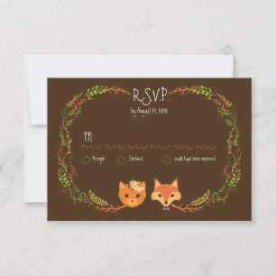 Cartons Réponse Whimsical Woodland Chat & Renard Mariage Couple RS