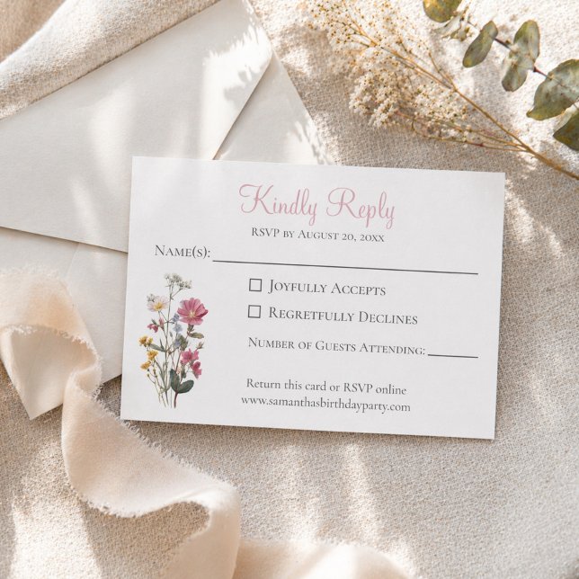 Cartons Réponse Wildflower Birthday Party  (Créateur téléchargé)