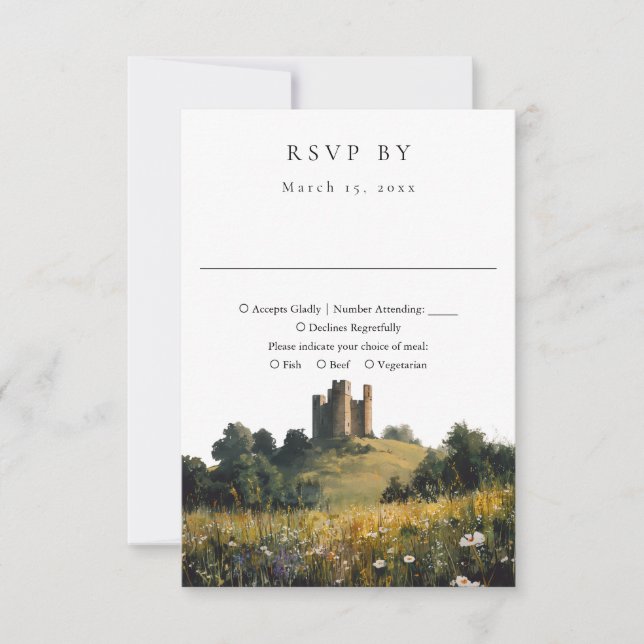 Cartons Réponse Wildflowers Floral Castle Watercolor Wedding (Devant)