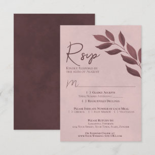 Cartons Réponse Wistful Leaves Dusty Rose Moderne Chic Wedding