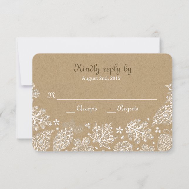 Cartons Réponse Woodland Heart Lacy Feuille Mariage de automne RSV (Devant)